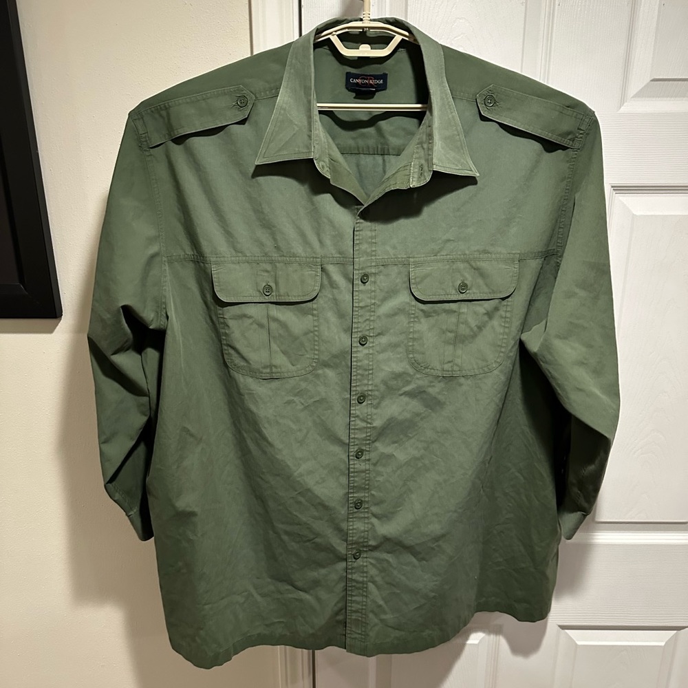 Canyon Ridge Mens Casual Shirt Army Green 4XL